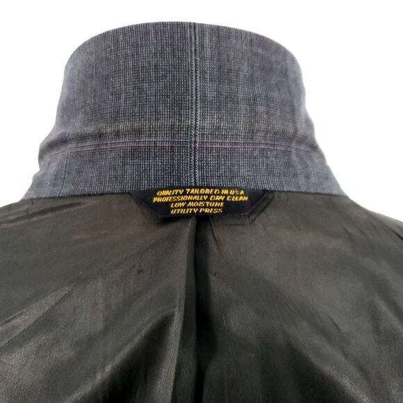 John Weitz Wool 2 Button 2 Piece Suit 42L Gray Birdseye 41/31 Multi-Colored Wind - Picture 11 of 12